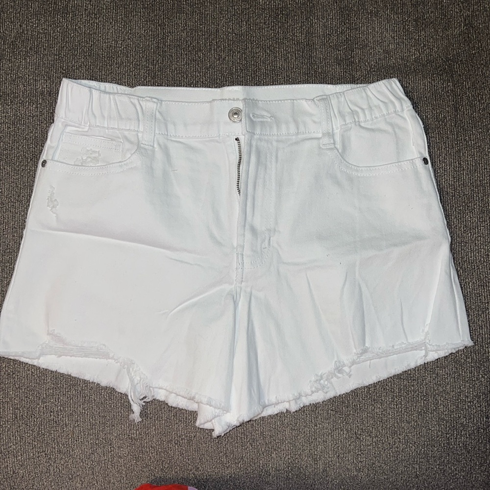 White jean shorts